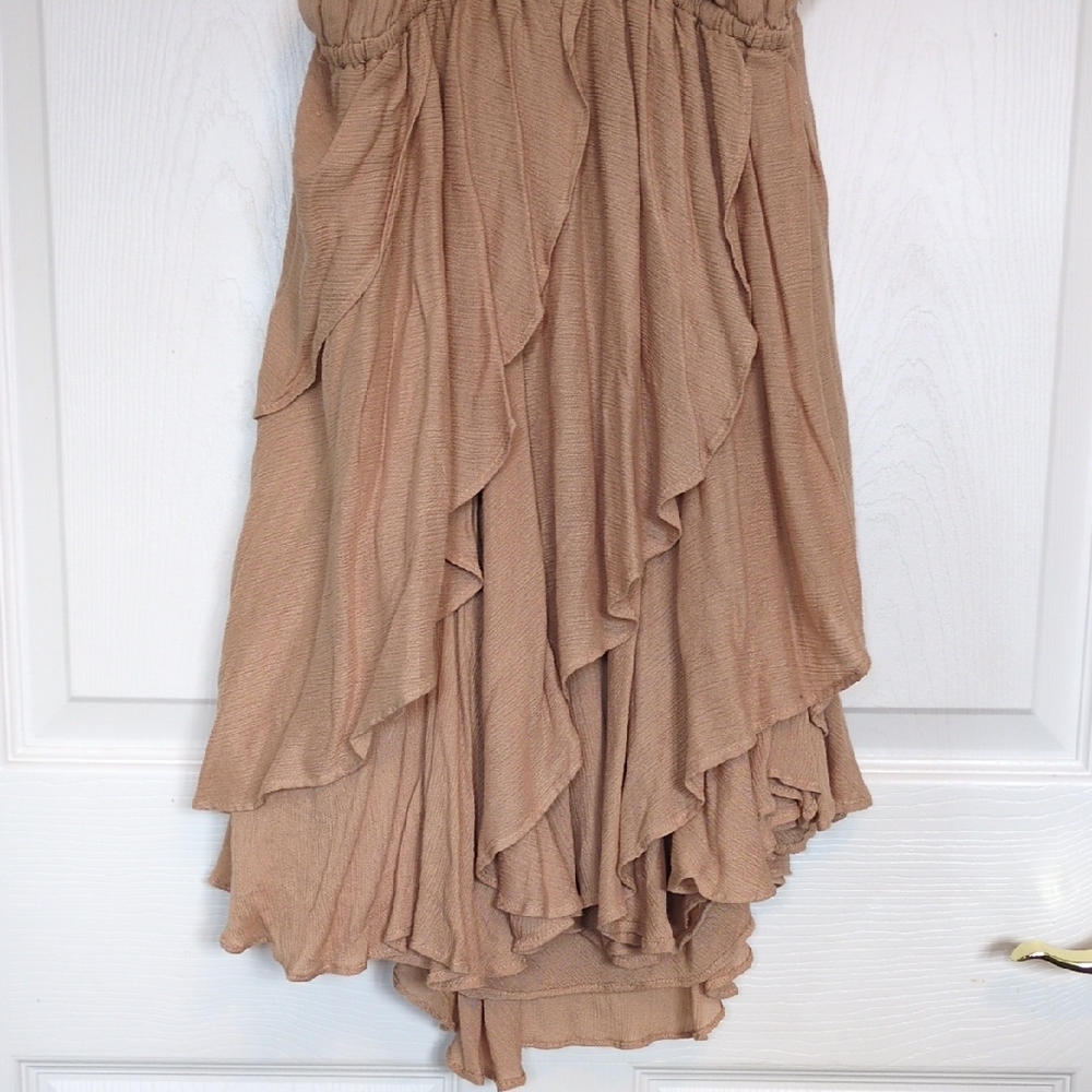 Tan Ruffled Halter Dress - Picture 2 of 4